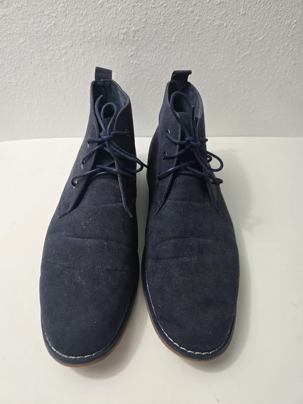 Men's Navy Suede Chukka Boots - Sleek Lace-Up Comfort - Size 13
